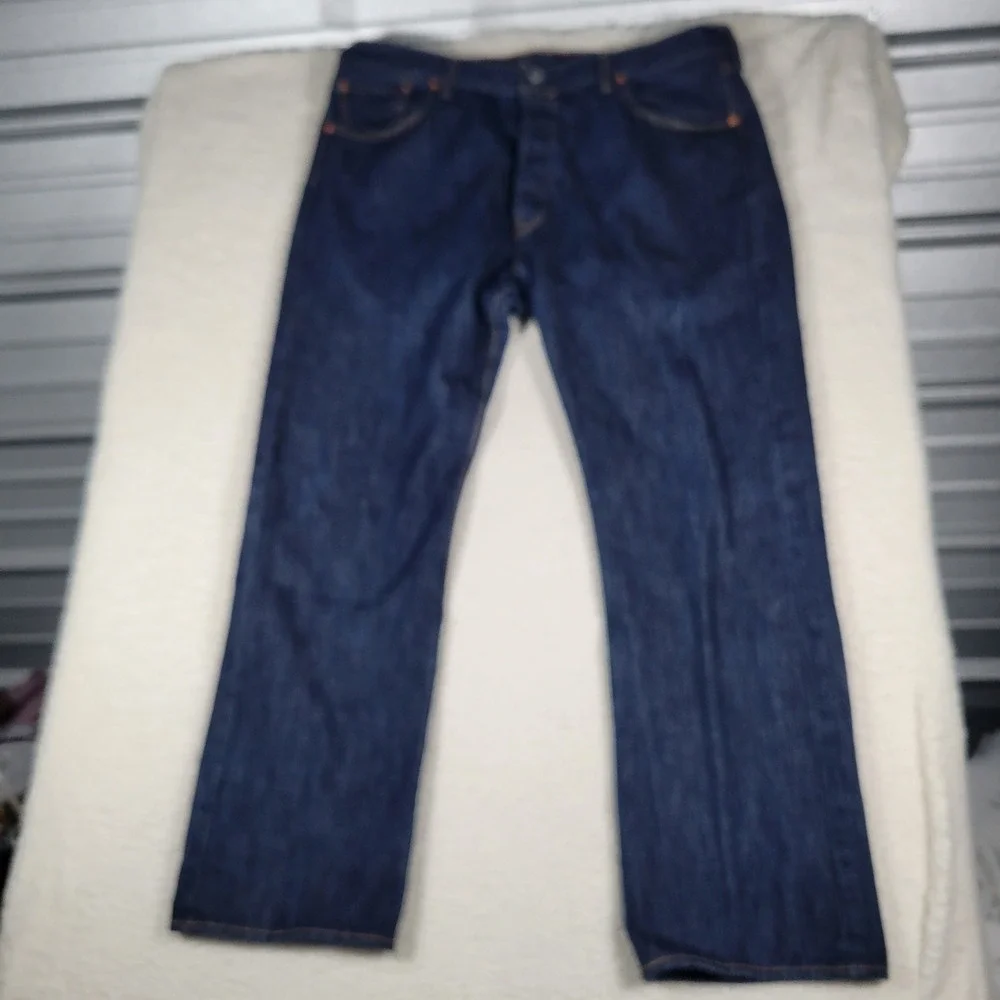 Levi's 501 Original Straight Leg Jeans Mens 40x30 Dark Indigo Blue Button Fly